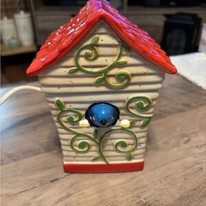⭐️Scentsy Ceramic Birdhouse with Red Roof and Blue Bird⭐️